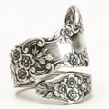 Vintage-Style Spiral Silver-Tone Flower Ring