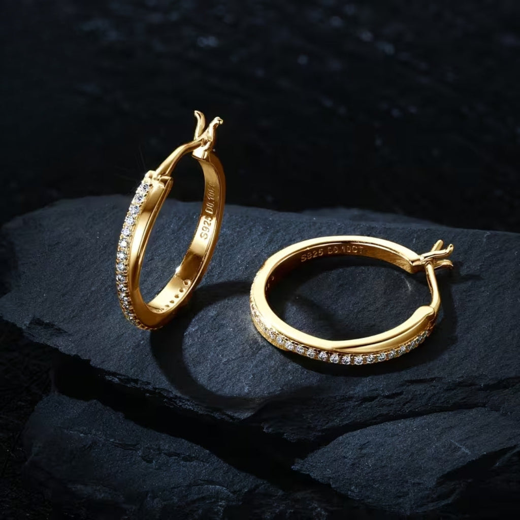Zirconia Braided Hoop Earrings