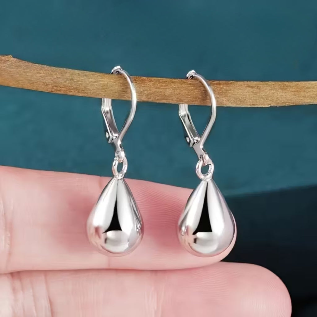 Silver-Tone Teardrop Drop Earrings