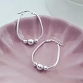 Silver-Tone Bead Hoop Earrings