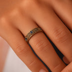 Fijne bladring met blauwe zirkonia