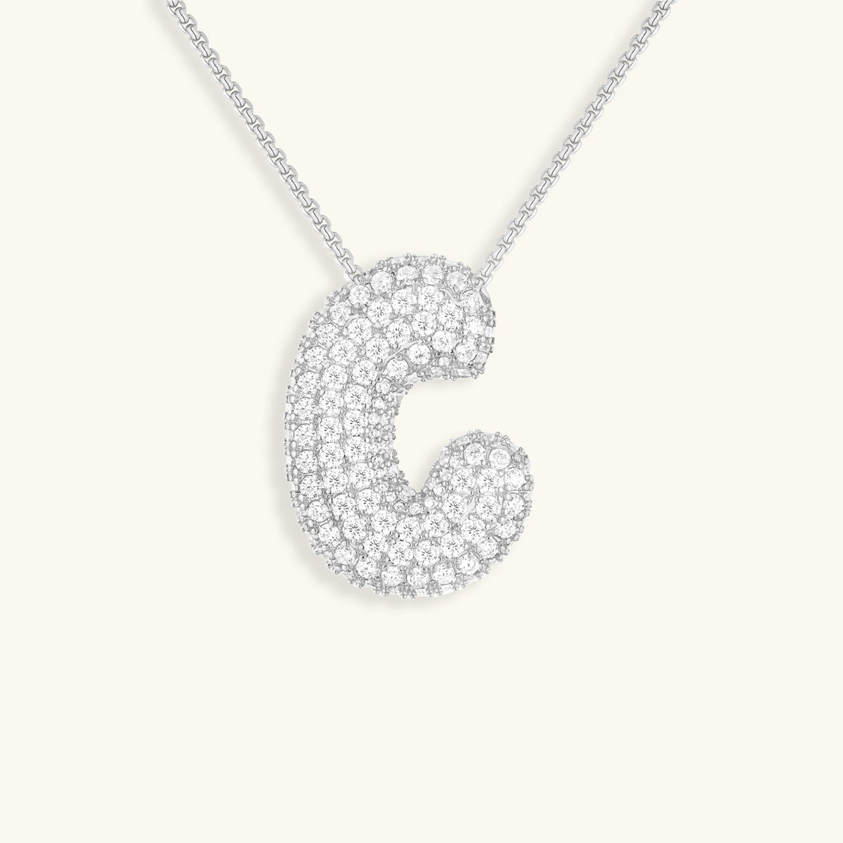 Pavé Bubble Initial Necklace