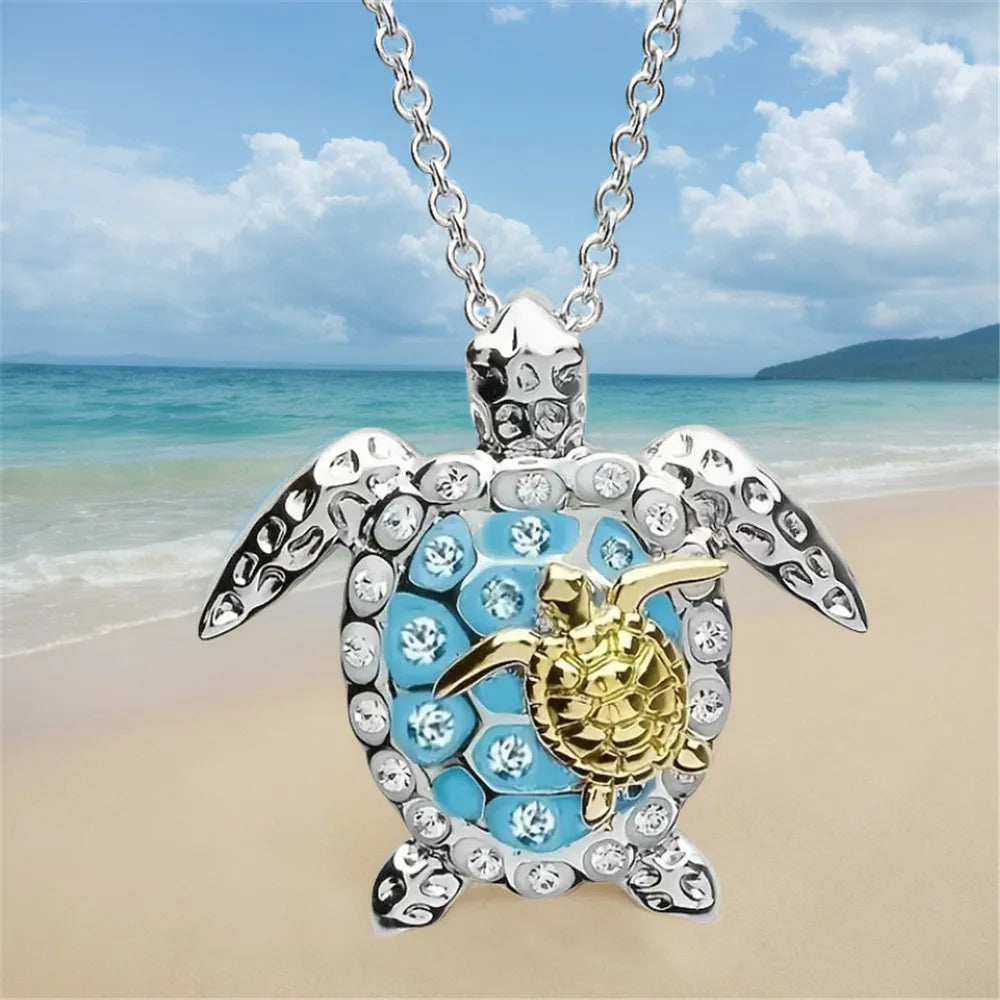 Ketting met zeeschildpadhanger in vintagestijl