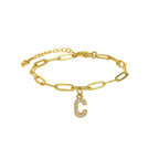 Dainty Paperclip Chain Initial Letter Bracelet