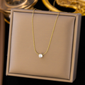 Gold-Tone Necklace with Diamond-Look Stones