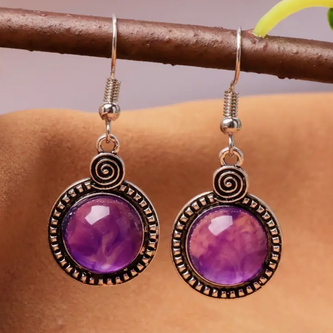 Vintage-Style Violet Crystal Earrings