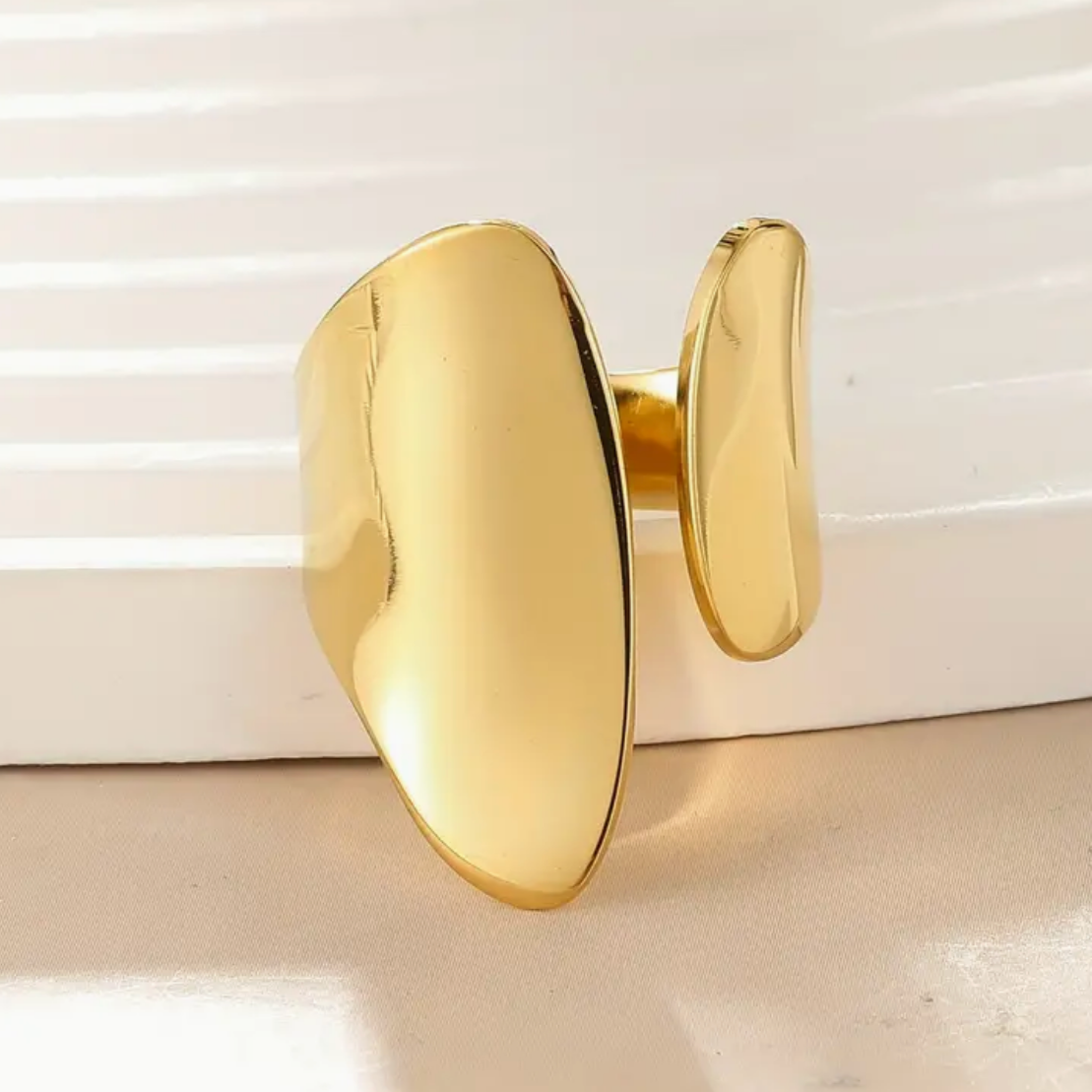 Vintage-Style Gold-Tone Plate Ring