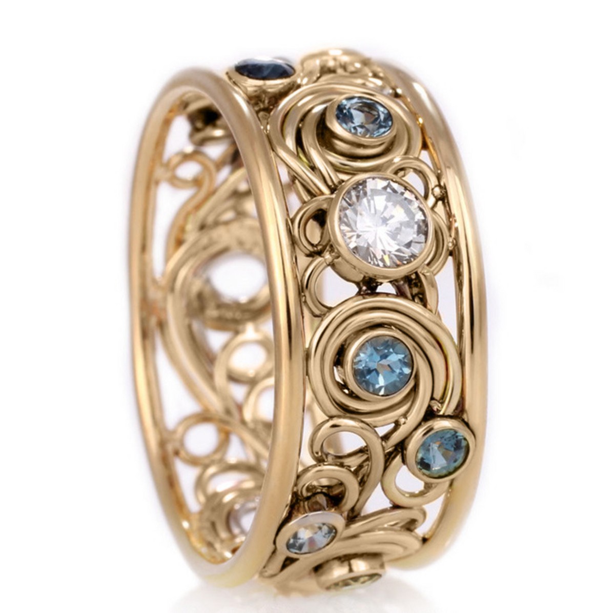 Vintage-Style Hollow Colourful Zirconia Ring