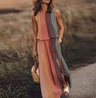 Graphic Floral Print Sleeveless Maxi Dress