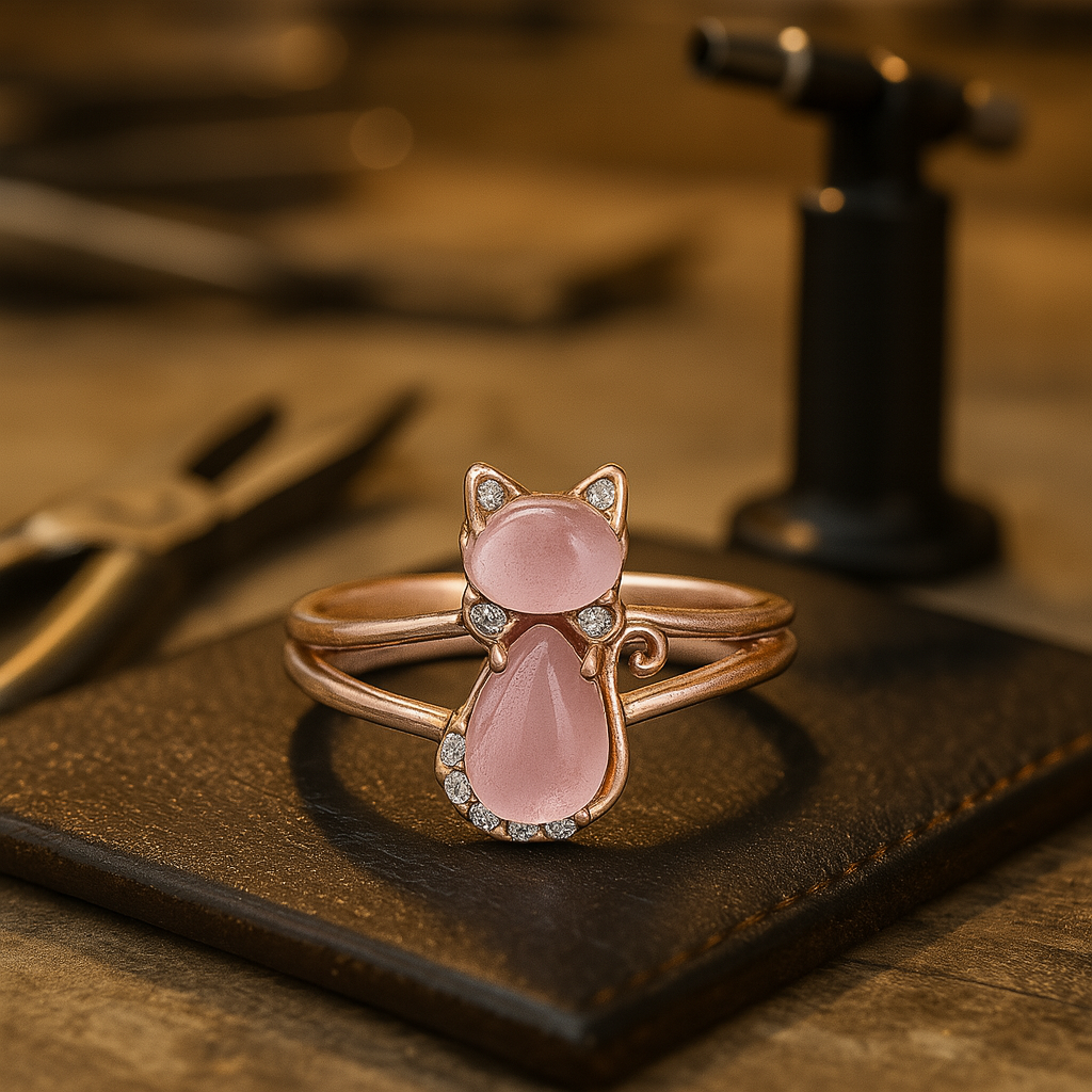 Kattenring in roségoudkleur