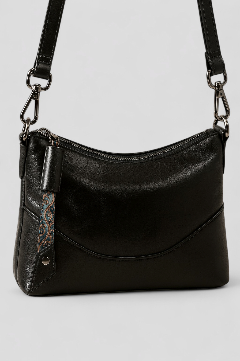 Soft Vegan Leather Shoulder Bag with Golden Details