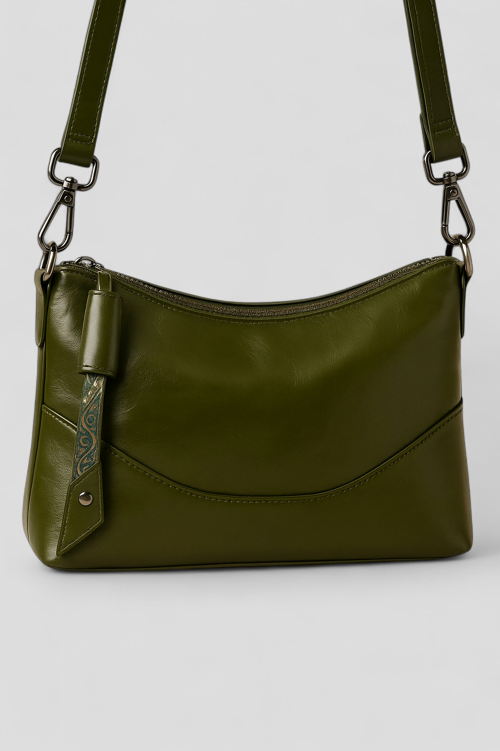 Soft Vegan Leather Shoulder Bag with Golden Details