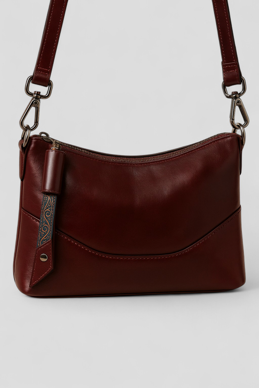 Soft Vegan Leather Shoulder Bag with Golden Details