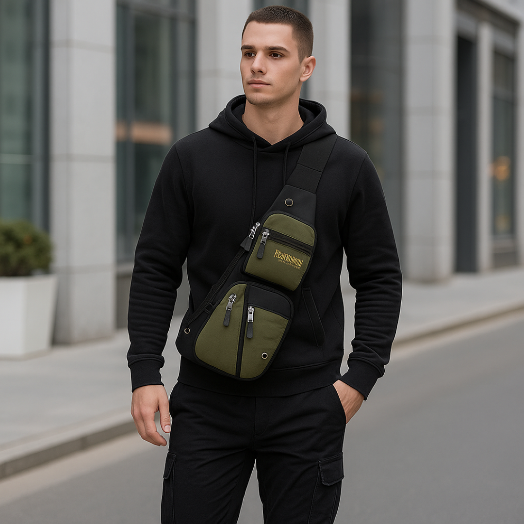 Water-Resistant Anti-Theft Multi-Zip Chest Sling Bag