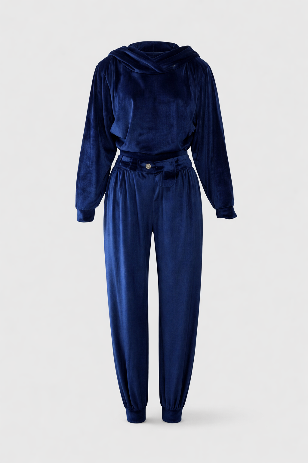 Corduroy-Look Hooded Top and Wide-Leg Trouser Two-Piece