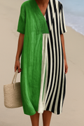 Colour-Block Striped Dress with a Relaxed Everyday Cut