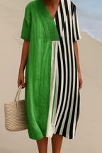 Colour-Block Striped Dress with a Relaxed Everyday Cut
