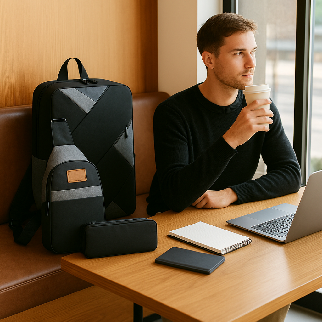 Three-Piece Backpack Set with Matching Clutch and Pencil Case