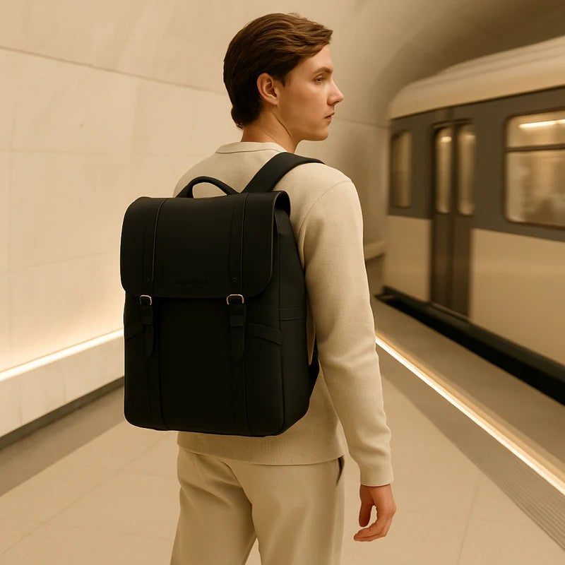 Minimalist Black Professional Laptop Work Backpack