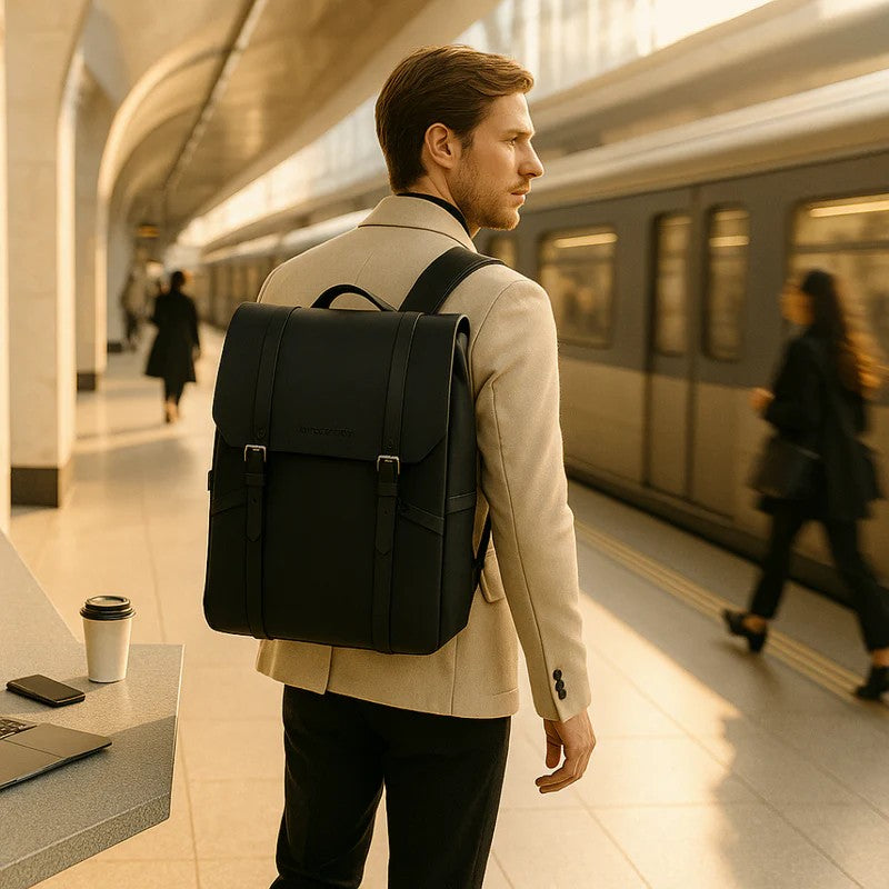 Minimalist Black Professional Laptop Work Backpack
