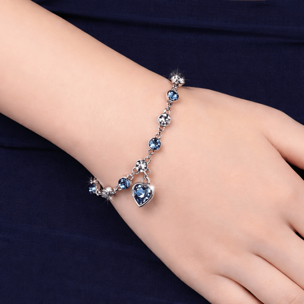 Blue Heart Stone Tennis Bracelet