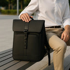 Waterproof Black 15.6-Inch Laptop Backpack with Multiple Compartments