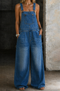 Denim Jumpsuit with Elasticated Waist and Easy Shape