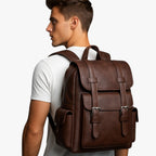 Waterafstotende PU-leren laptoprugzak voor werk en reizen