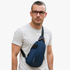 Water-Repellent Sling Shoulder Bag with External USB Port