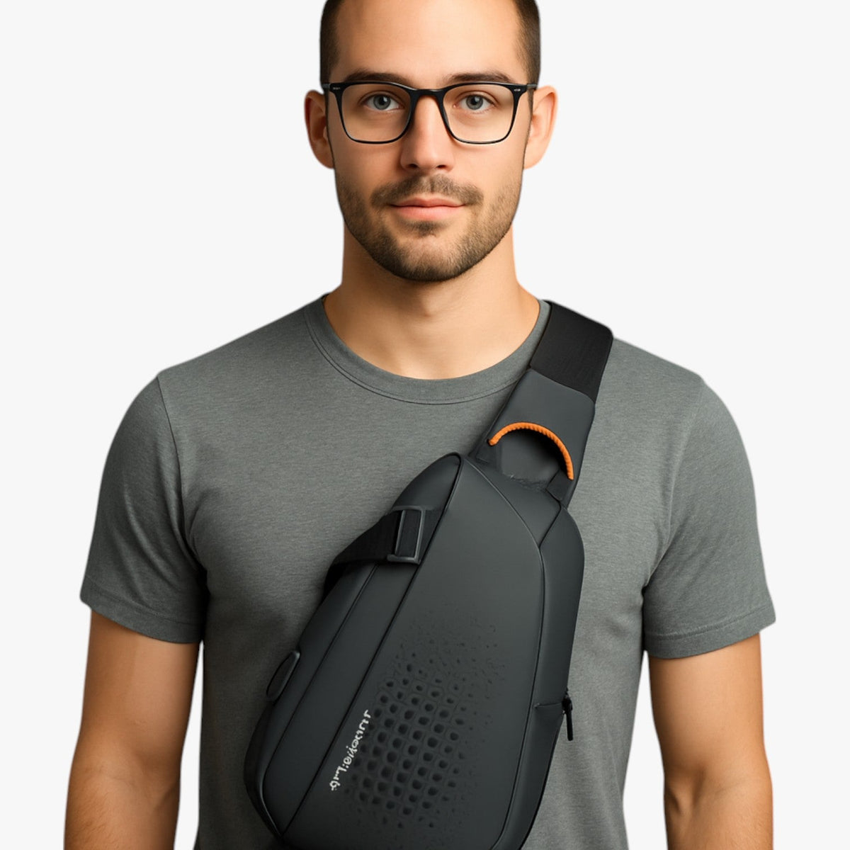 Water-Repellent Sling Shoulder Bag with External USB Port