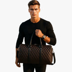 Men's Sleek Leather Weekend Holdall Bag for Short Trips