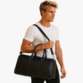 Men's Sleek Leather Weekend Holdall Bag for Short Trips
