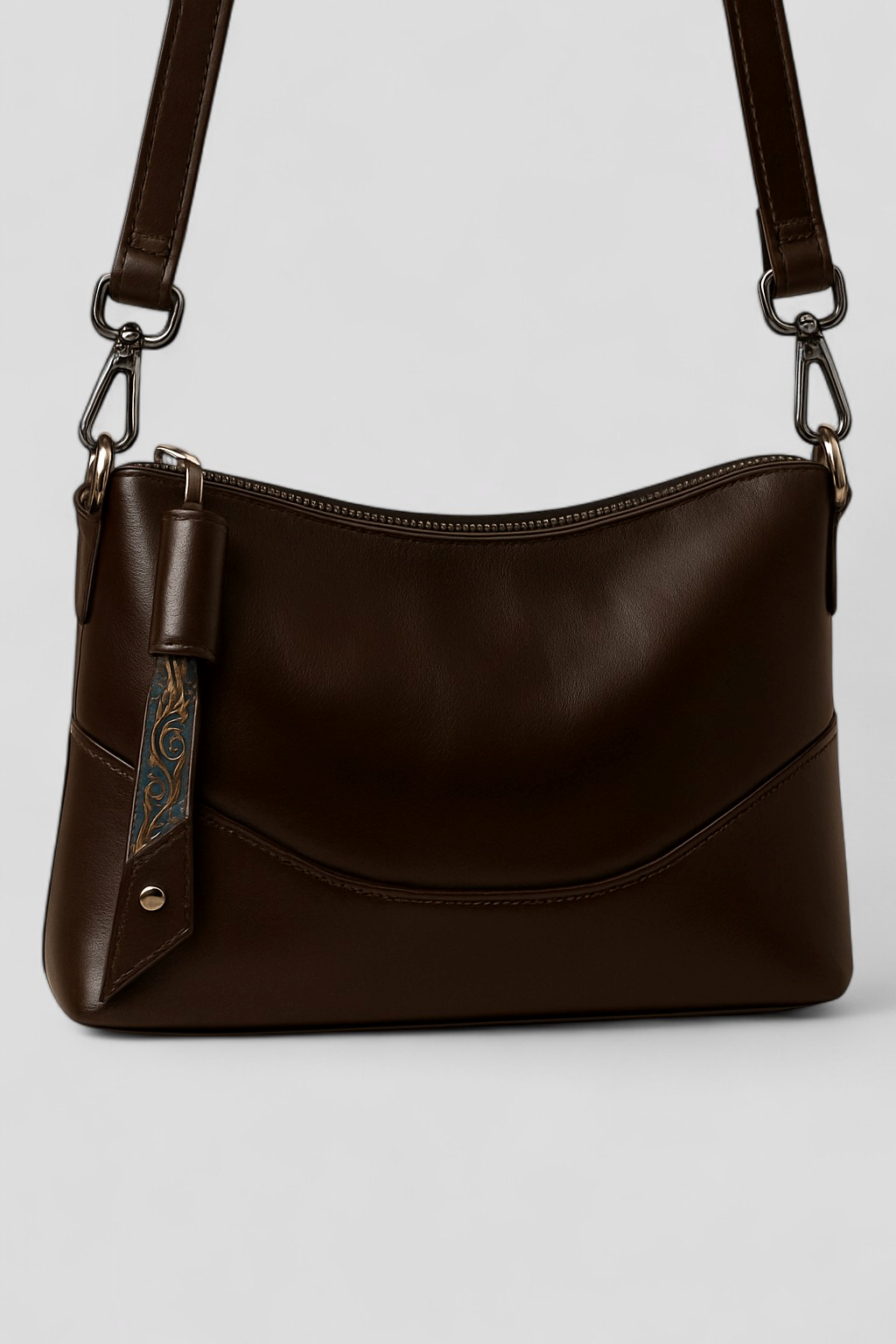 Soft Vegan Leather Shoulder Bag with Golden Details
