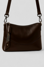 Soft Vegan Leather Shoulder Bag with Golden Details