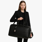 Maxi Black Travel Bag with Embossed Skull Print