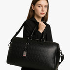 Maxi Black Travel Bag with Embossed Skull Print