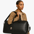 Maxi Black Travel Bag with Embossed Skull Print