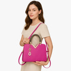 Elegant Zip-Top Handbag with Pearl Zip Detail