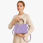 Elegant Zip-Top Handbag with Pearl Zip Detail