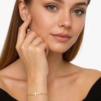 Armband met kruisbedel in waterdicht roestvrij staal