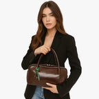 Vintage-Inspired Structured Work Handbag with Compartments