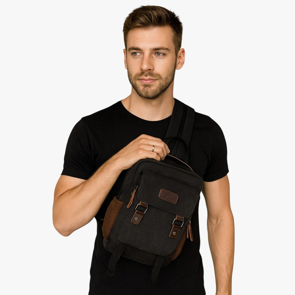 Men's Mini Canvas One-Shoulder Sling Backpack