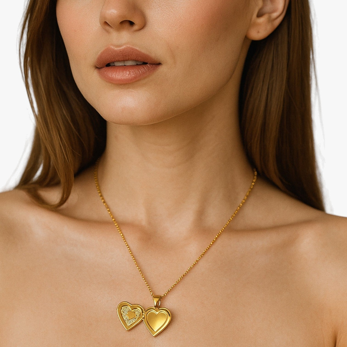 Heart Locket Necklace with Inner Photo Frame