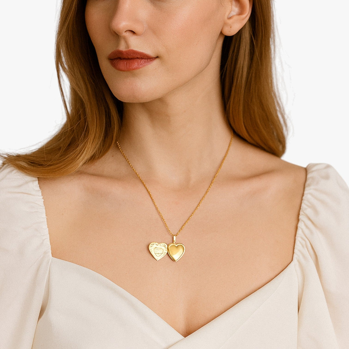 Heart Locket Necklace with Inner Photo Frame