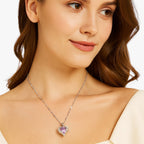 Heart Pendant Necklace with Set Crystal Stones