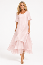 Open-Neckline Dress with a Flowing, Lightly Draped Cut