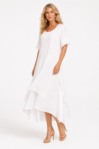 Open-Neckline Dress with a Flowing, Lightly Draped Cut
