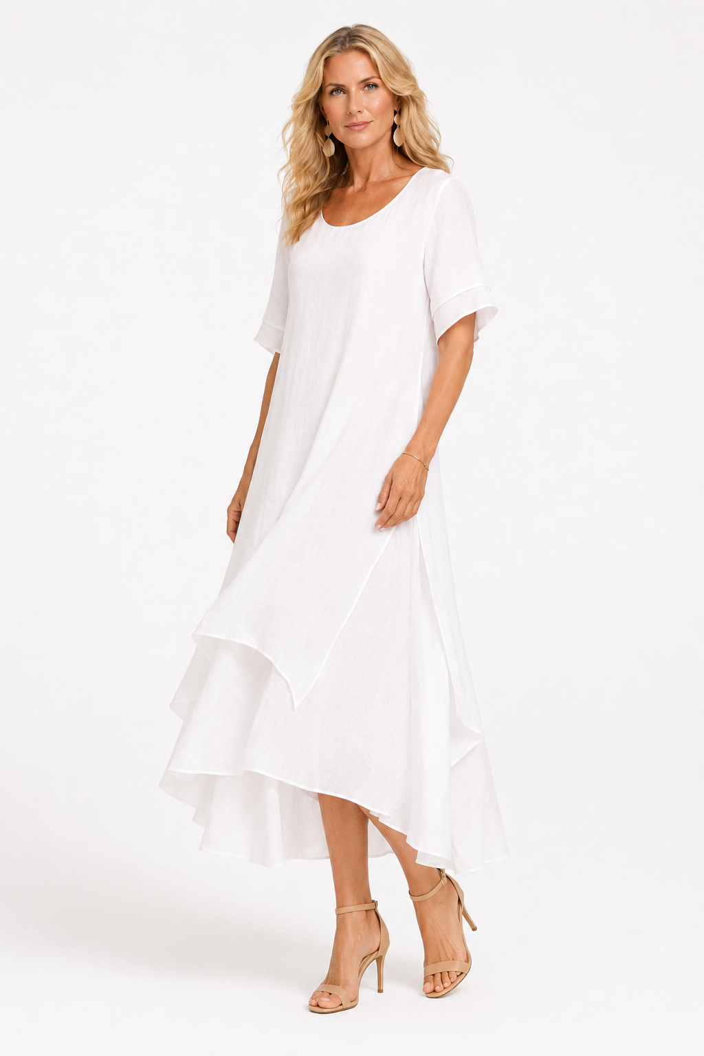 Open-Neckline Dress with a Flowing, Lightly Draped Cut