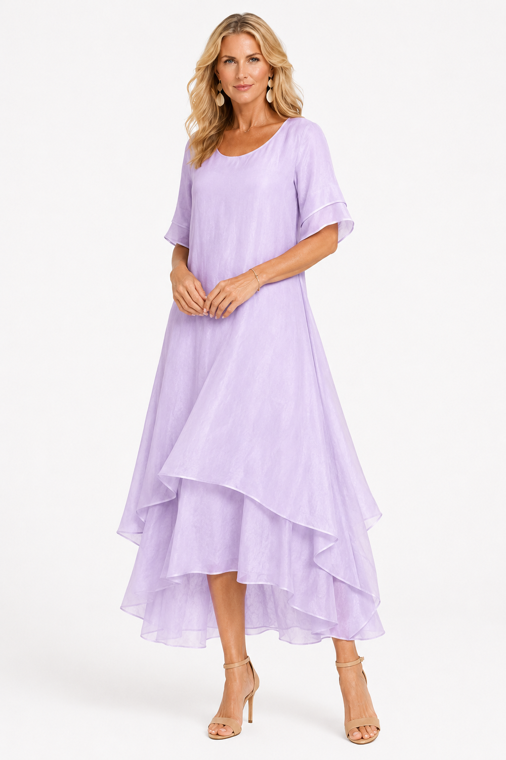 Open-Neckline Dress with a Flowing, Lightly Draped Cut