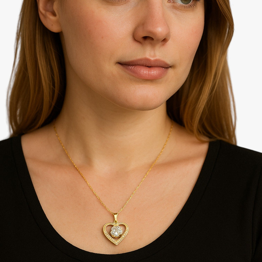 Crystal Heart and Lip Pendant Necklace